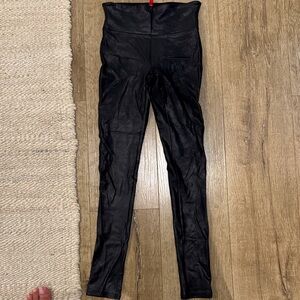 SPANX Black Leggings with Red Brand Tag
